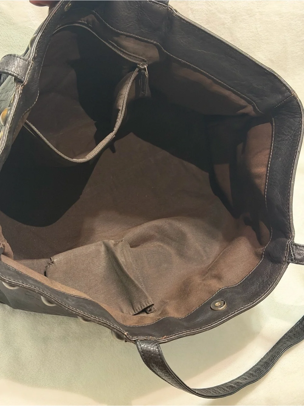 Gucci Dark Brown Horsebit Embossed Leather Babouska Tote - Picture 6 of 13
